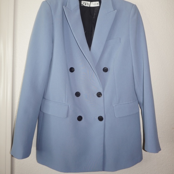 Zara Double Breasted Blazer in Periwinkle Blue - Picture 7 of 9